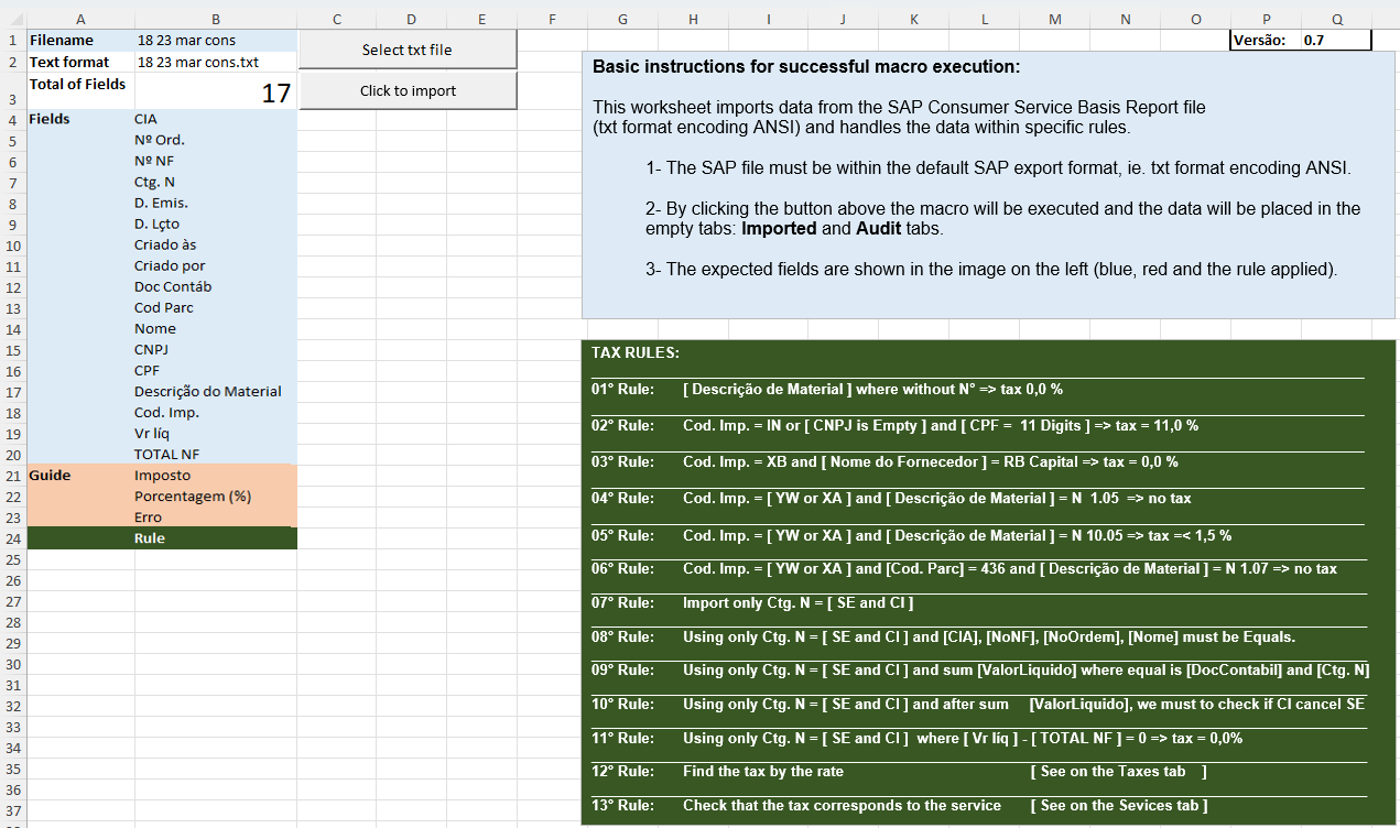Interface VBA da Automação Original